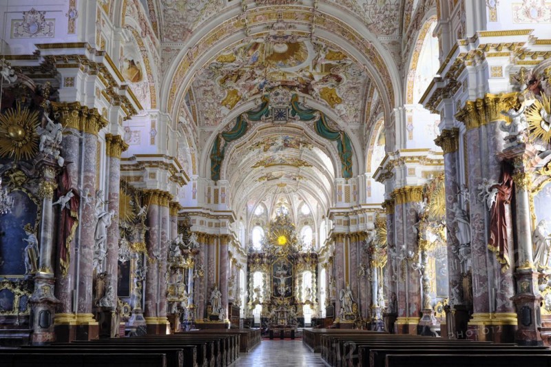 Interior view of St. Mary's Assumption in the Fuerstenfeldbruck Monastery