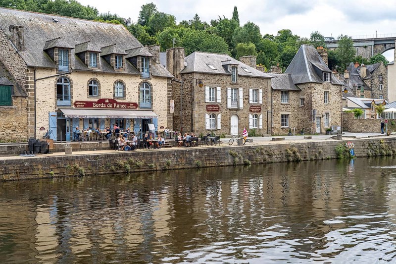 Medieval buildings on the river Rance in Dinan