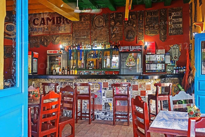 Interior of traditional Cuban bar in the old town centre of the city Camagueey on the island Cuba