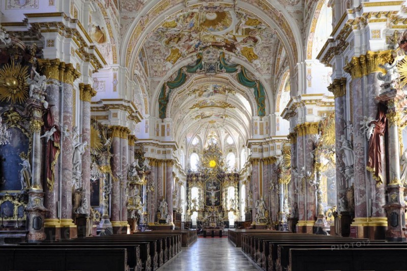 Interior view of St. Mary's Assumption in the Fuerstenfeldbruck Monastery