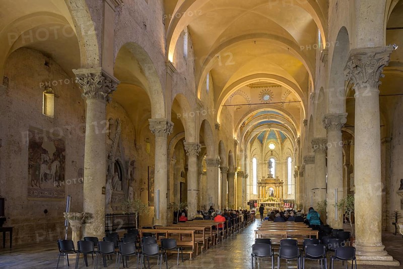 Interior view of the Cathedral di San Cerbone during a Mass on Holy Thursday