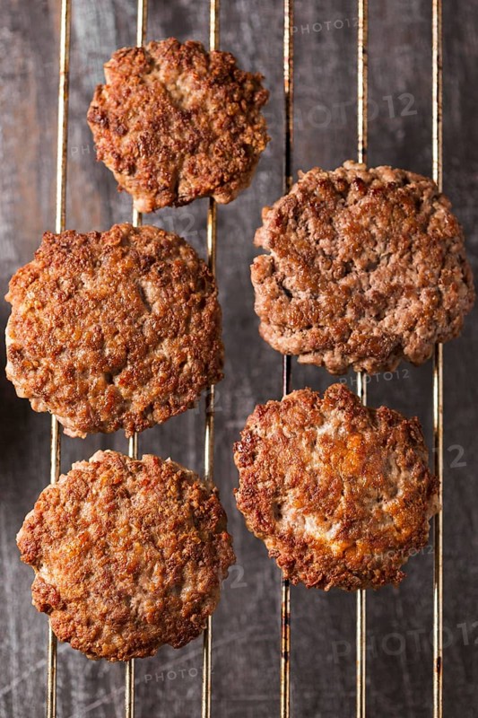 Top view burger patties tray