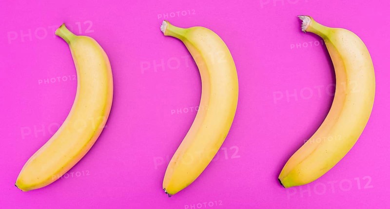 Top view arrangement three bananas