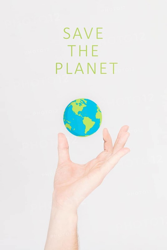 Crop hand holding little earth