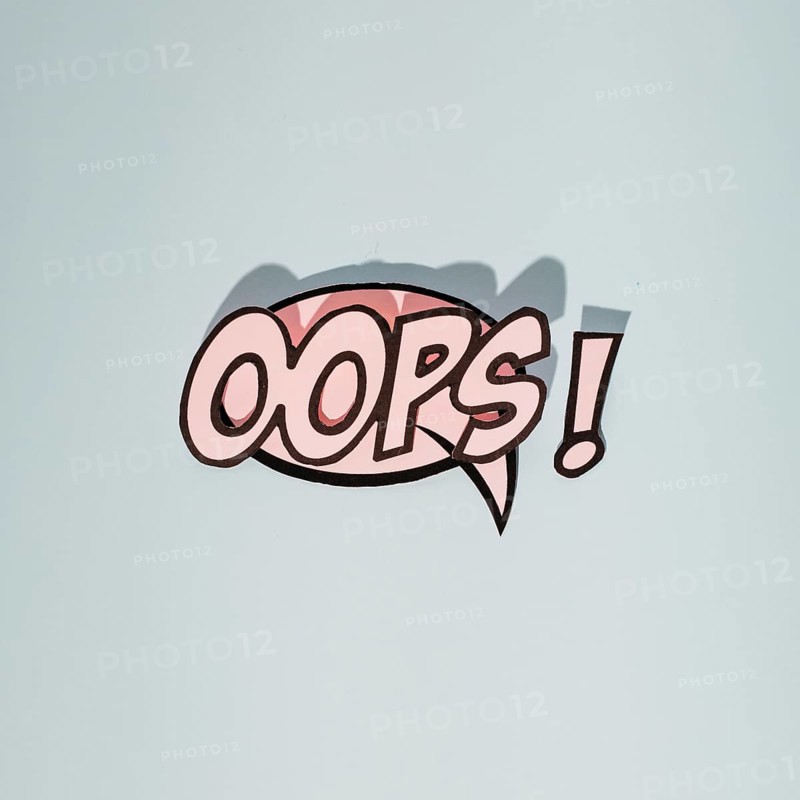 Oops message comic bubble speech cartoon expression illustration gray background