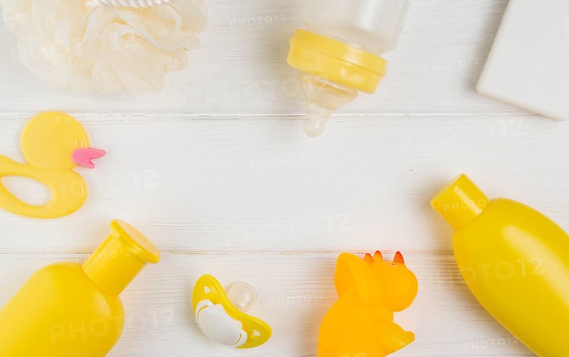 Top view baby shower essentials