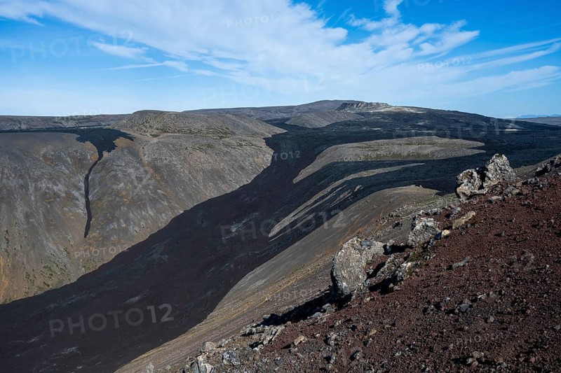 Fagradalsfjall volcano and cooled lava