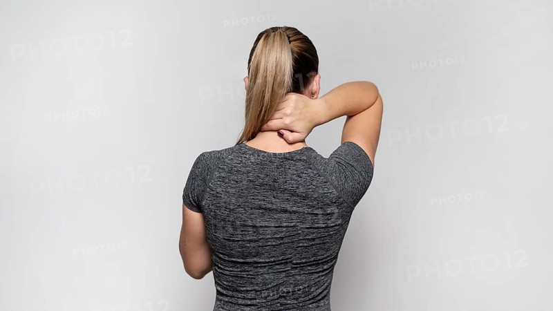 Back view woman with back pain
