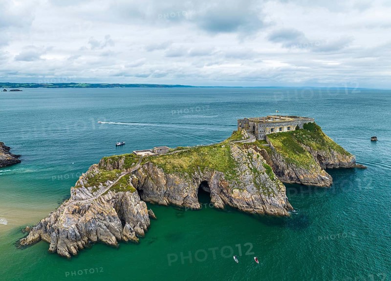 St. Catherines Island and fort from a drone