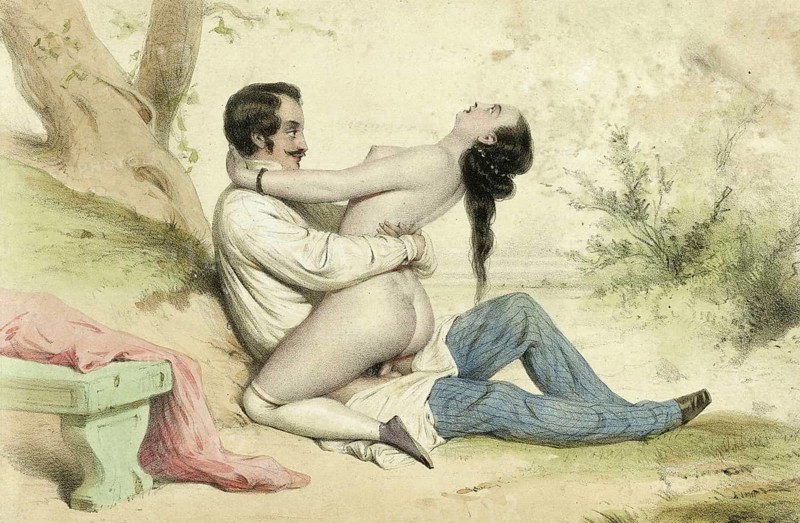 Couple having sex in the open air