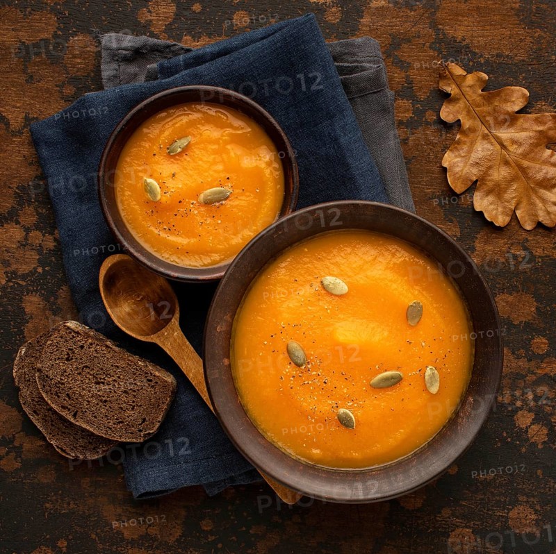 Autumn food pumpkin mushroom soup