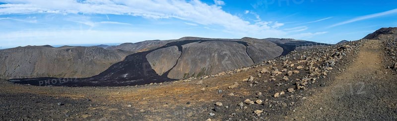 Fagradalsfjall volcano and cooled lava