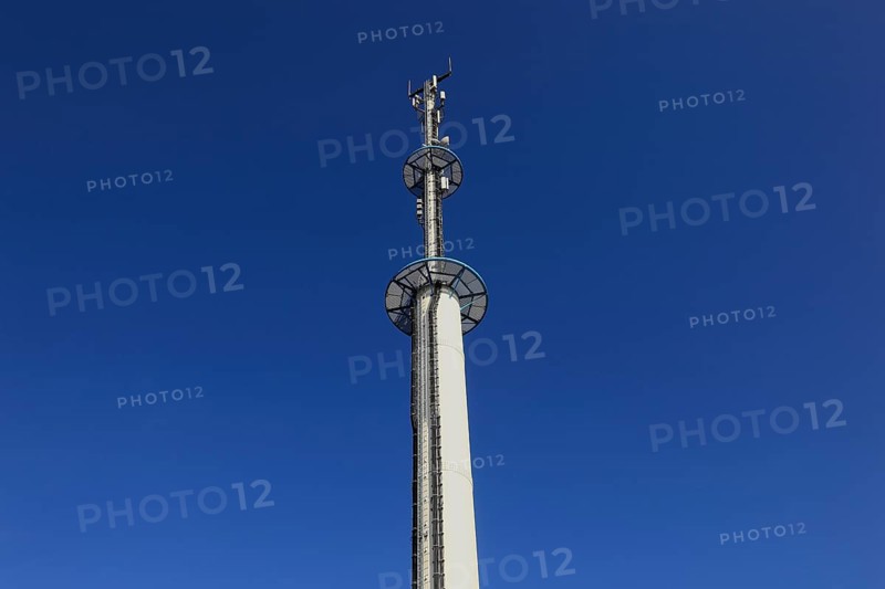 Transmission mast with various antennas for directional radio and mobile radio
