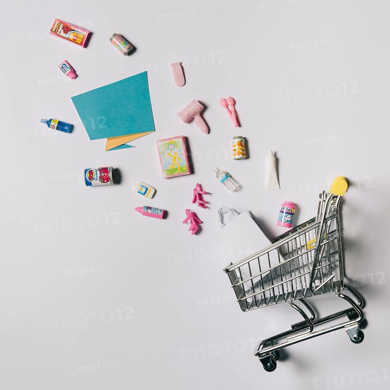 Black friday concept with products cart