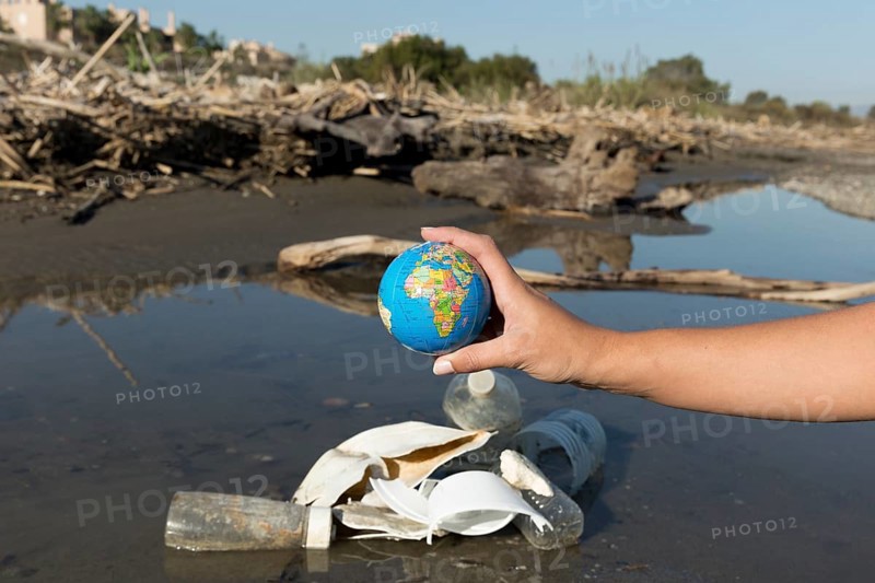 Plastic trash seaside