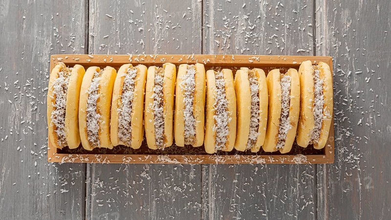 Top view delicious alfajores cookies