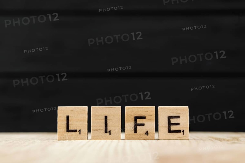 Word life spelt with wooden letters