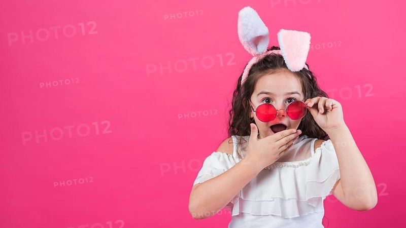 Amazed girl bunny ears