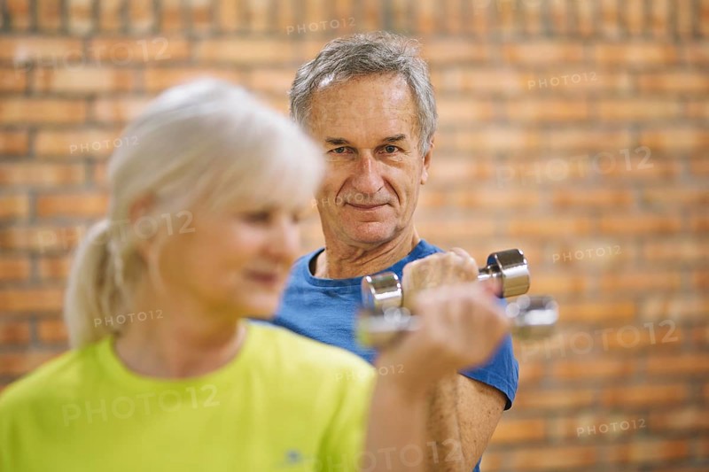Retired couple working out