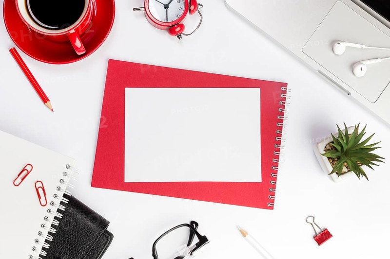 Blank paper spiral notepad office desk