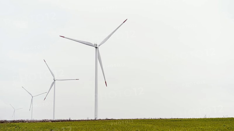Front view wind turbines with copy space