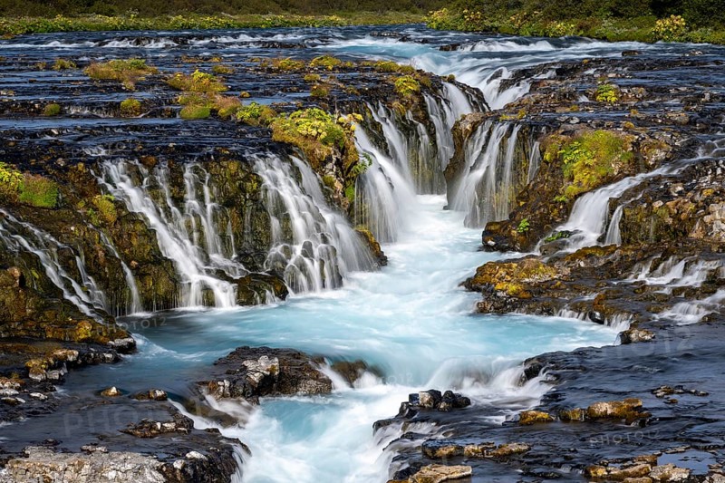 Bruarfoss waterfall in summer