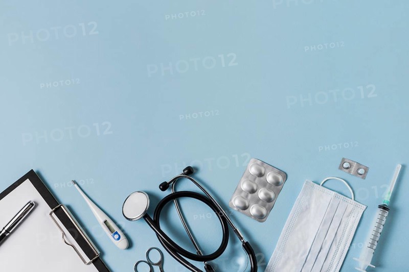 Top view health still life with copy space