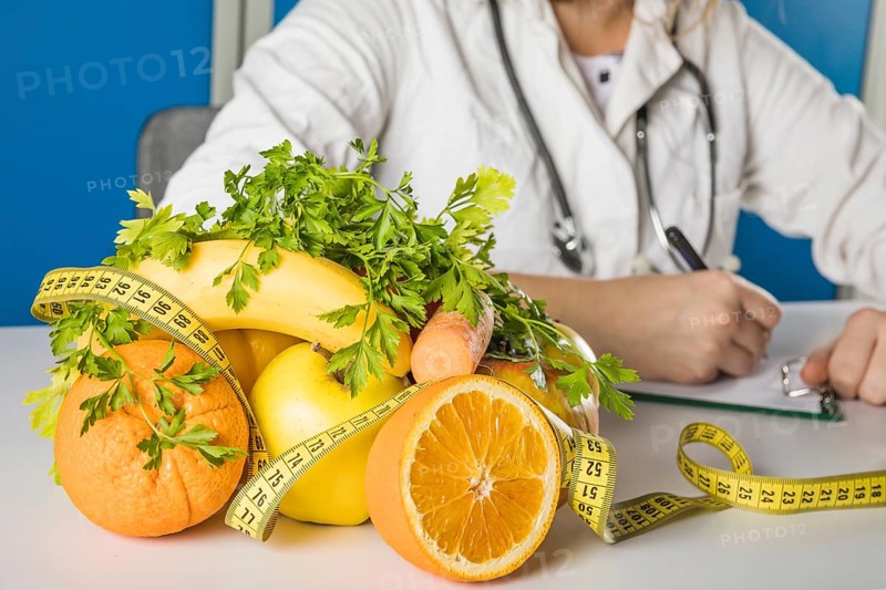 Close up fresh fruits dietician s clinic