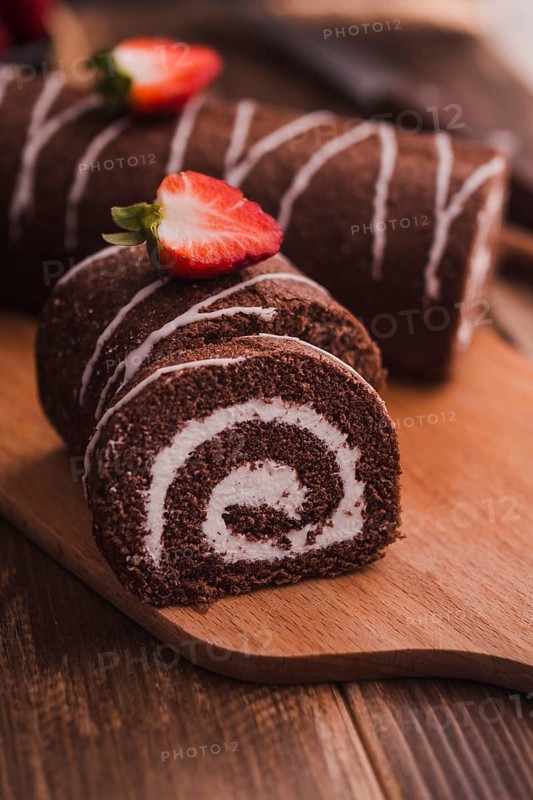 Slices tasty chocolate dessert
