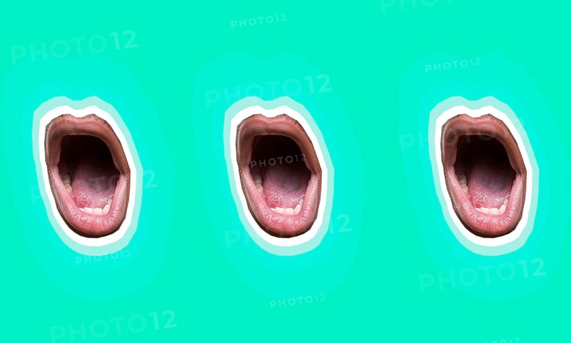 Collage with set mouth collection