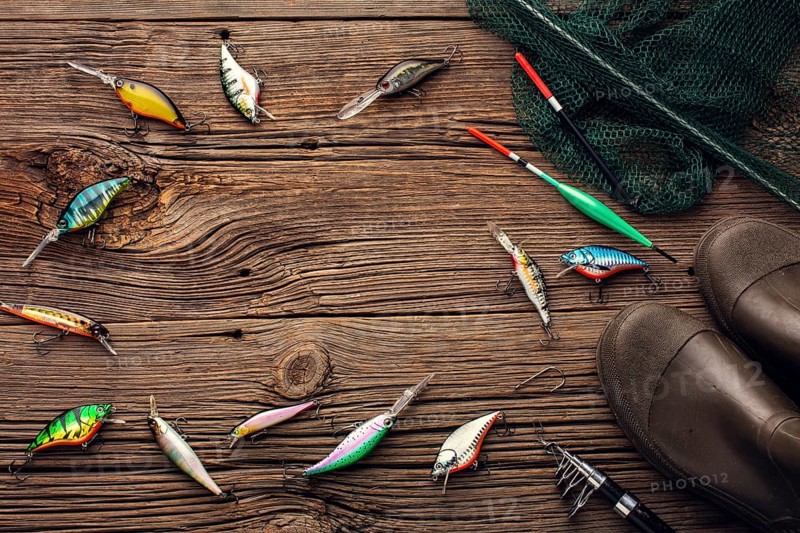 Top view fishing essentials