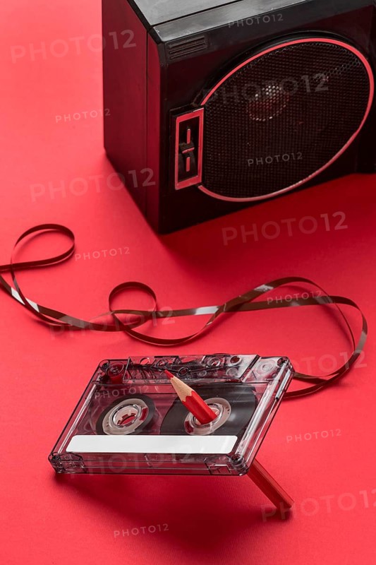 High view cassette tape with pencil