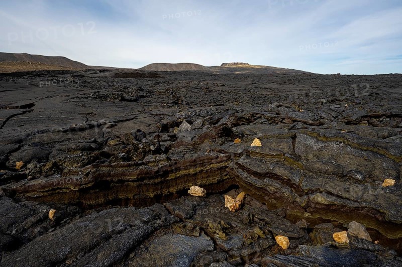 Fagradalsfjall volcano and cooled lava