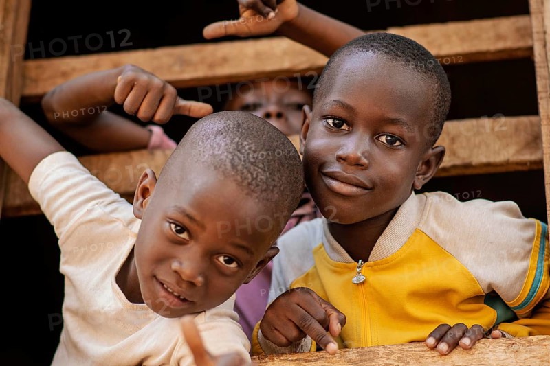 Close up smiley kids posing together