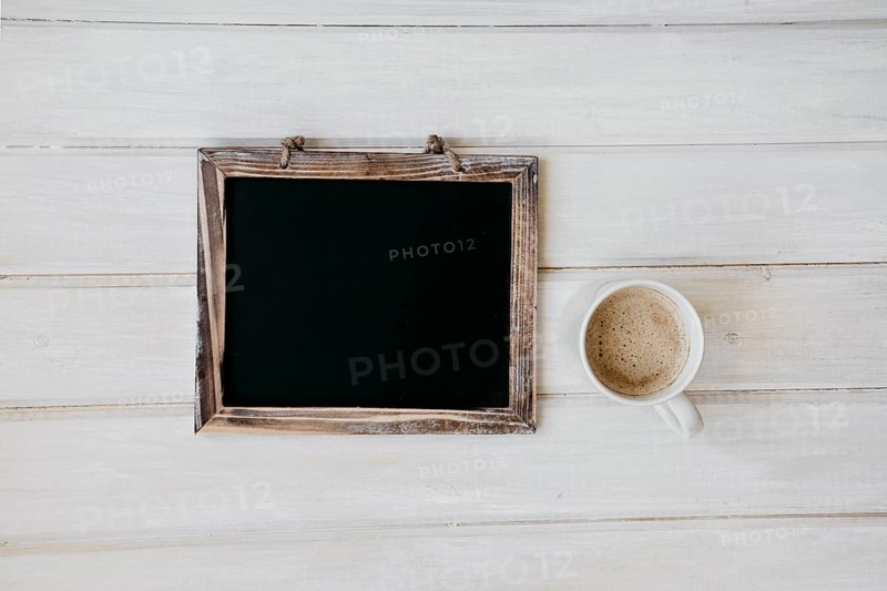 Composition with blackboard coffee mug