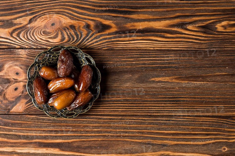 Dates metal plate with copyspace