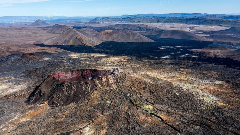 Fagradalsfjall volcano and cooled lava