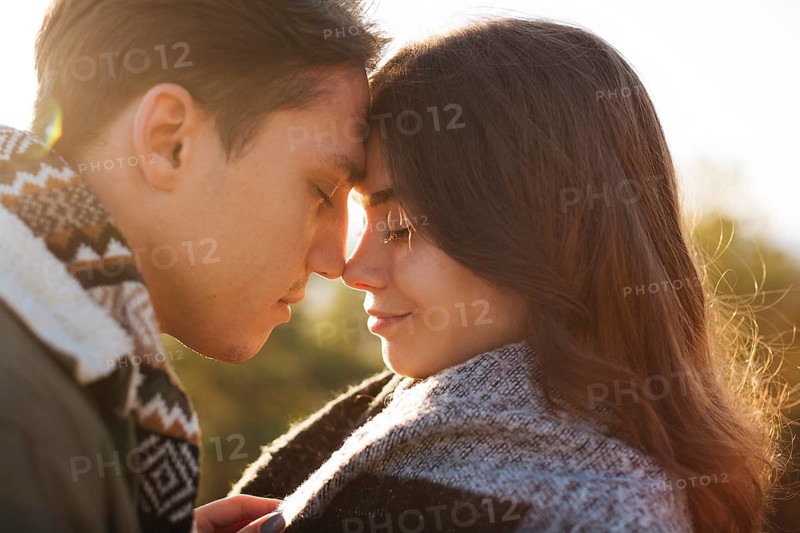 Close up cute young couple love
