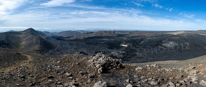 Fagradalsfjall volcano and cooled lava