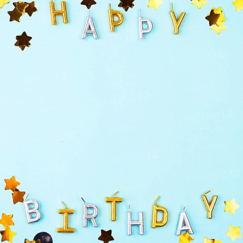 Flat lay happy birthday candles frame