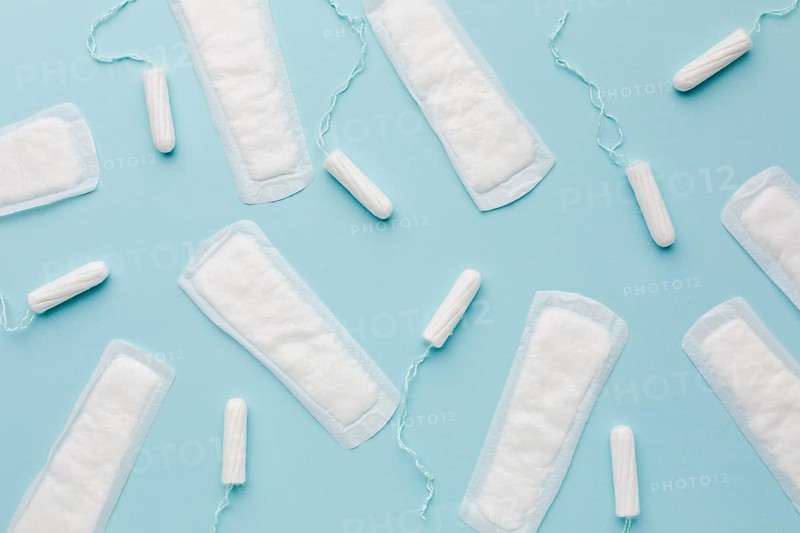 Feminine hygiene products flat lay
