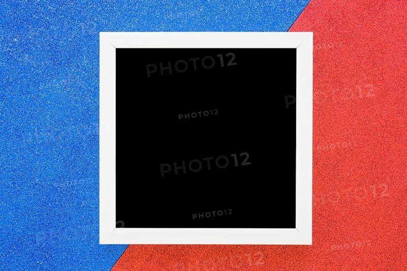 White border frame dual blue red background