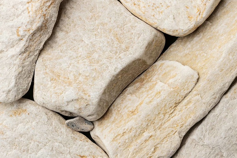 Close up white stone collection