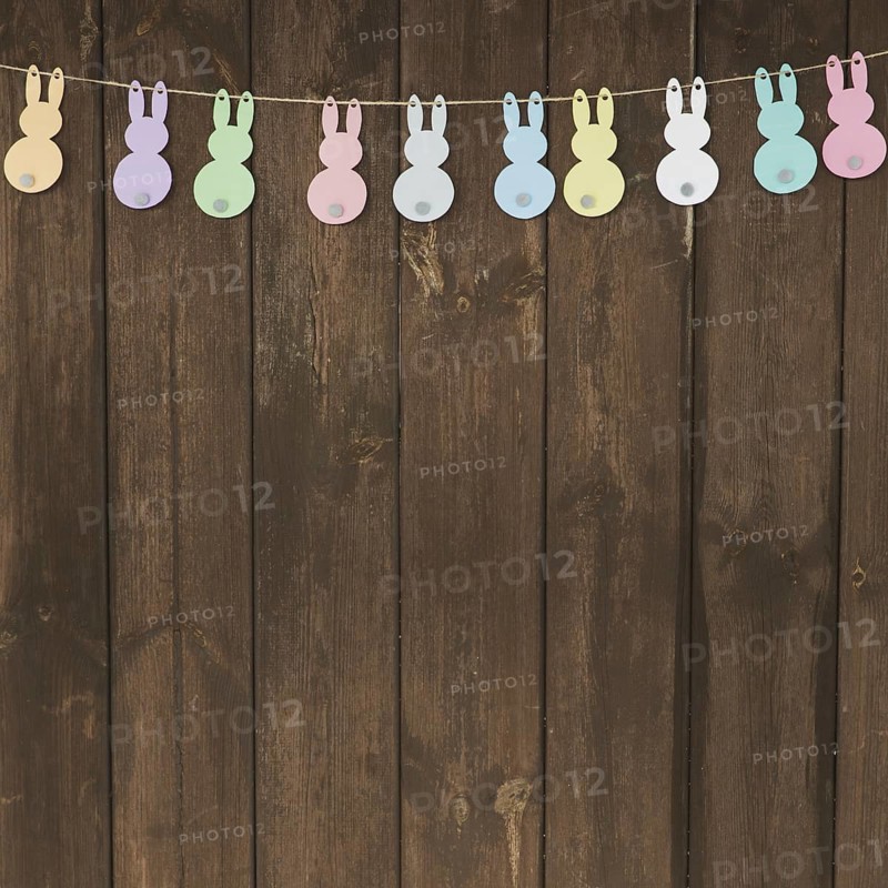 Garland with paper rabbits wood
