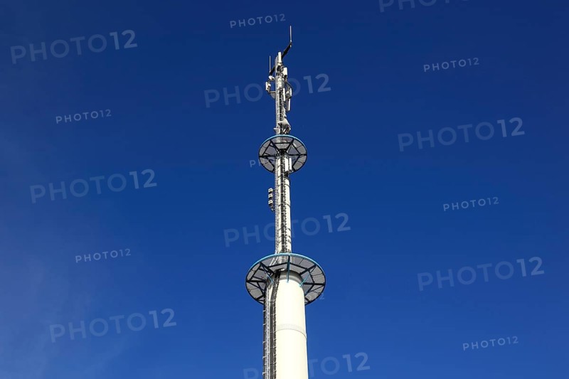 Transmission mast with various antennas for directional radio and mobile radio