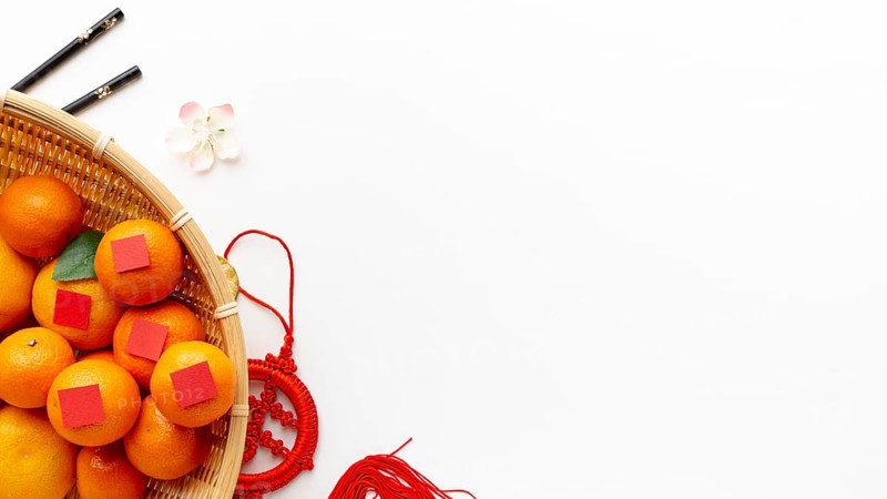 Basket tangerines chinese new year
