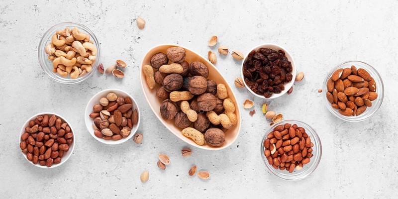 Flat lay nuts concept arrangement