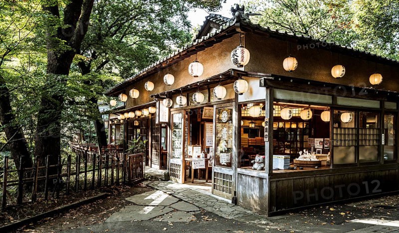 Japanese temple structure surrounded by nature