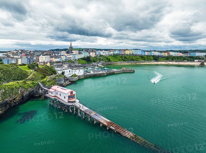 RNLI Tenby Lifeboat Station from a drone