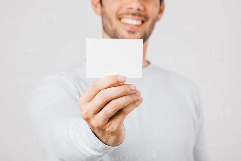 Business card template with young man background